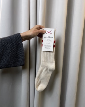 Mell-O Cashmere Socken Sport Offwhite/Rot