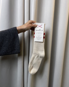 Mell-O Cashmere Socken Sport Offwhite/Rot
