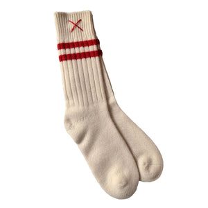 Mell-O Cashmere Socken Sport Offwhite/Rot